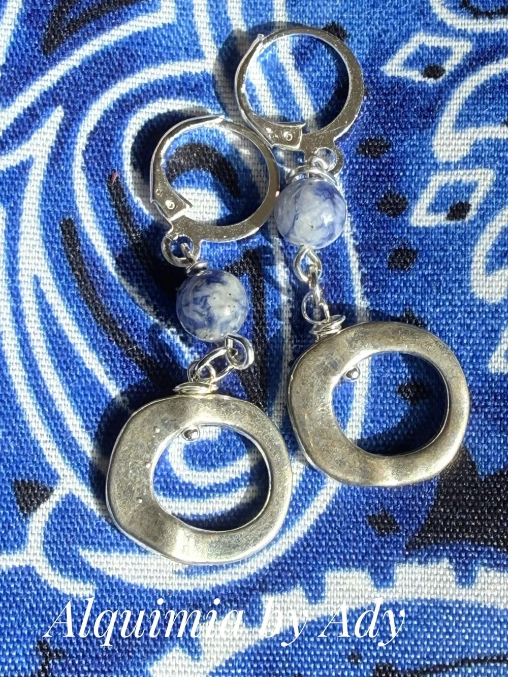 Silver and Blue Sodalite Dangle Earrings X - Long